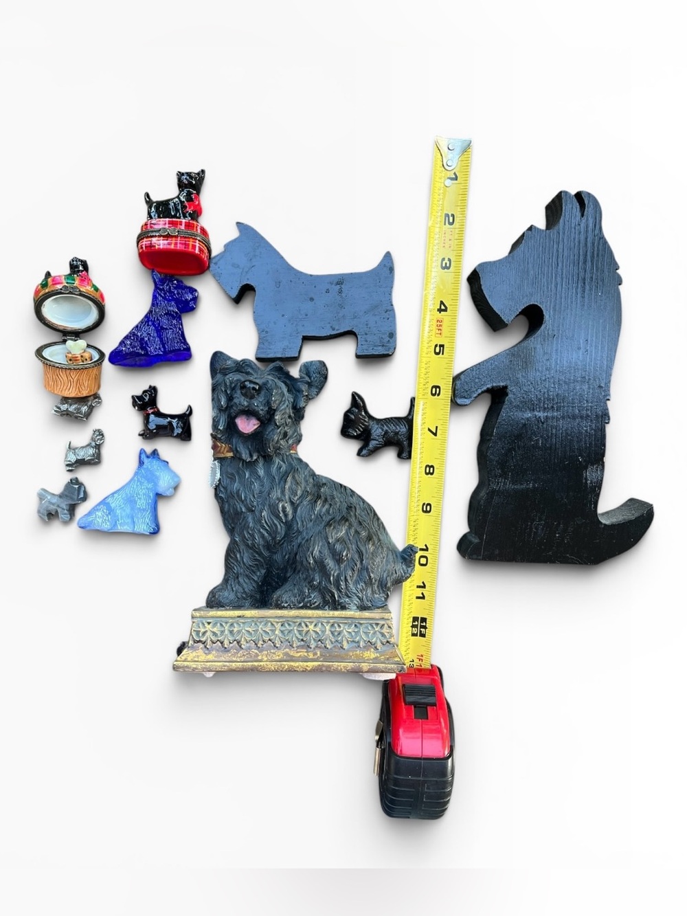 Per Owned Assorted Scottie Dog Figurine Lot - Black, Blue, Red Accents